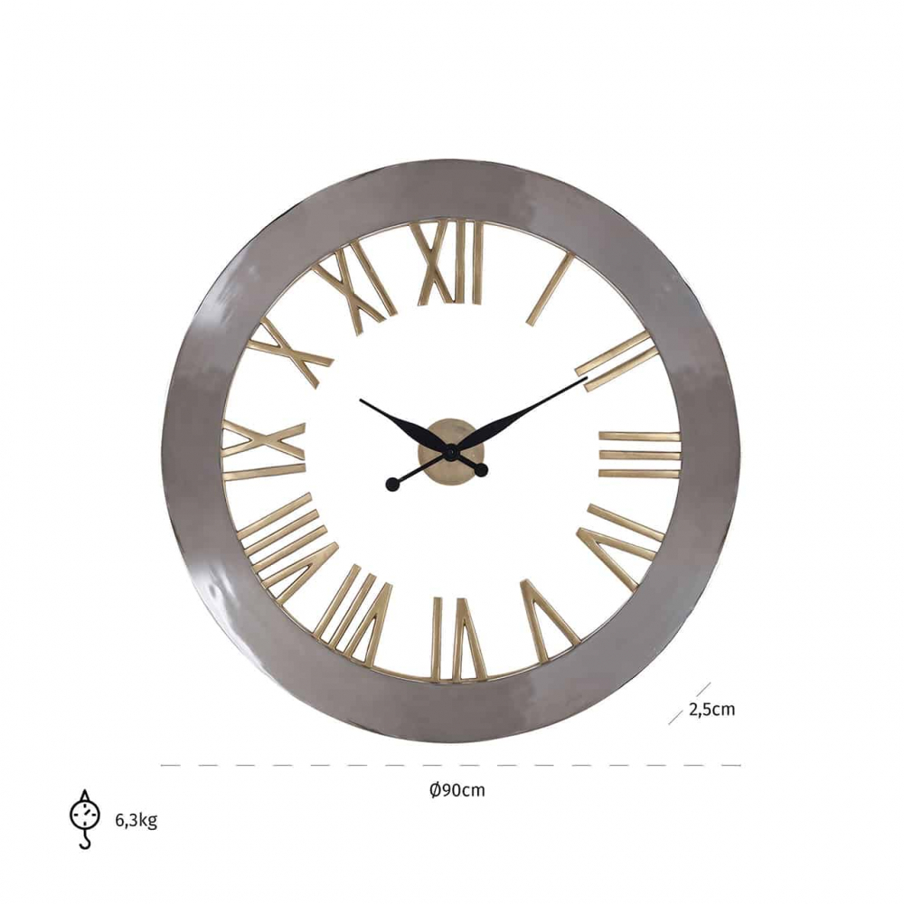 Clock Derex round silver/gold (Gold)