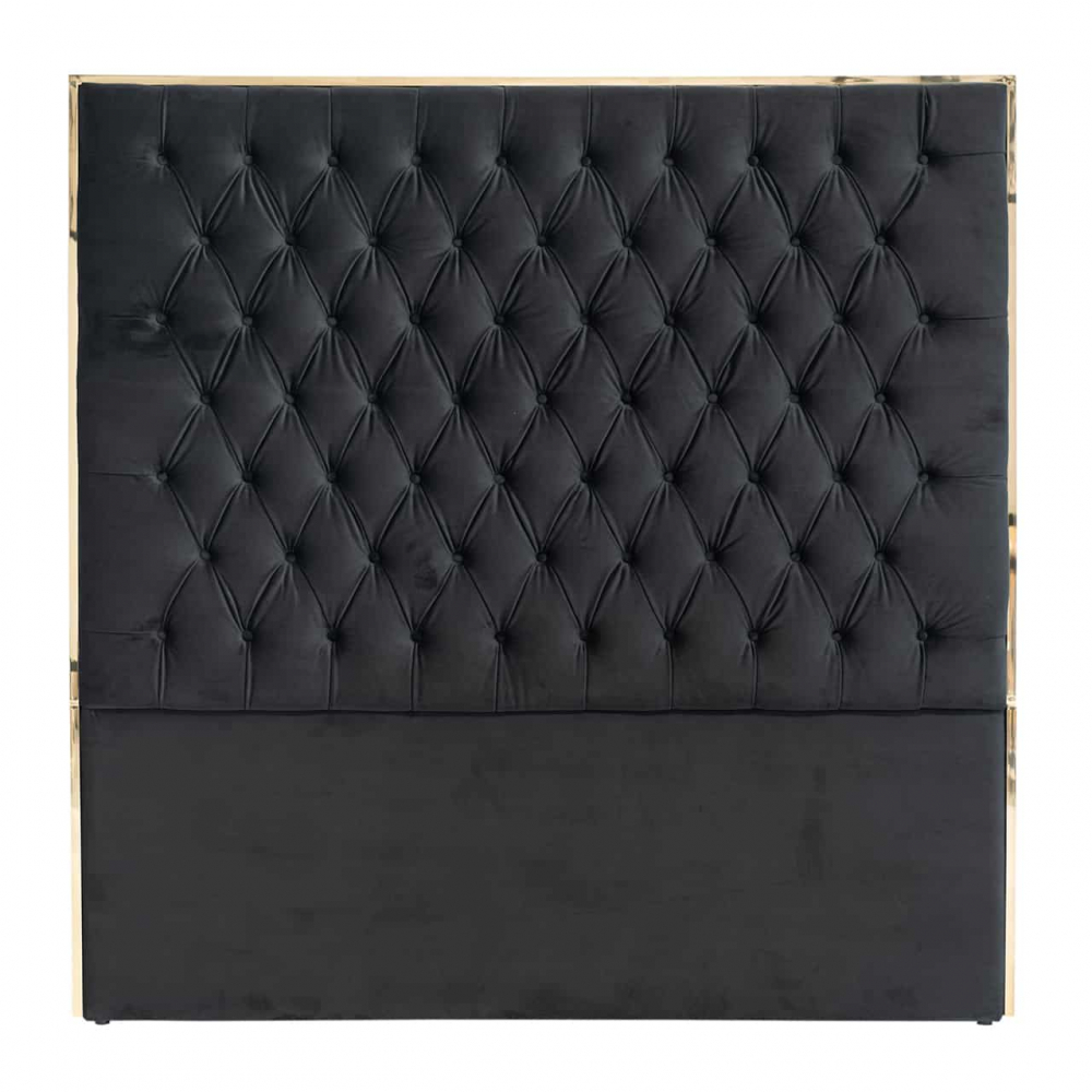 Headboard Lowell 180x180 Black velvet / gold (Gold)