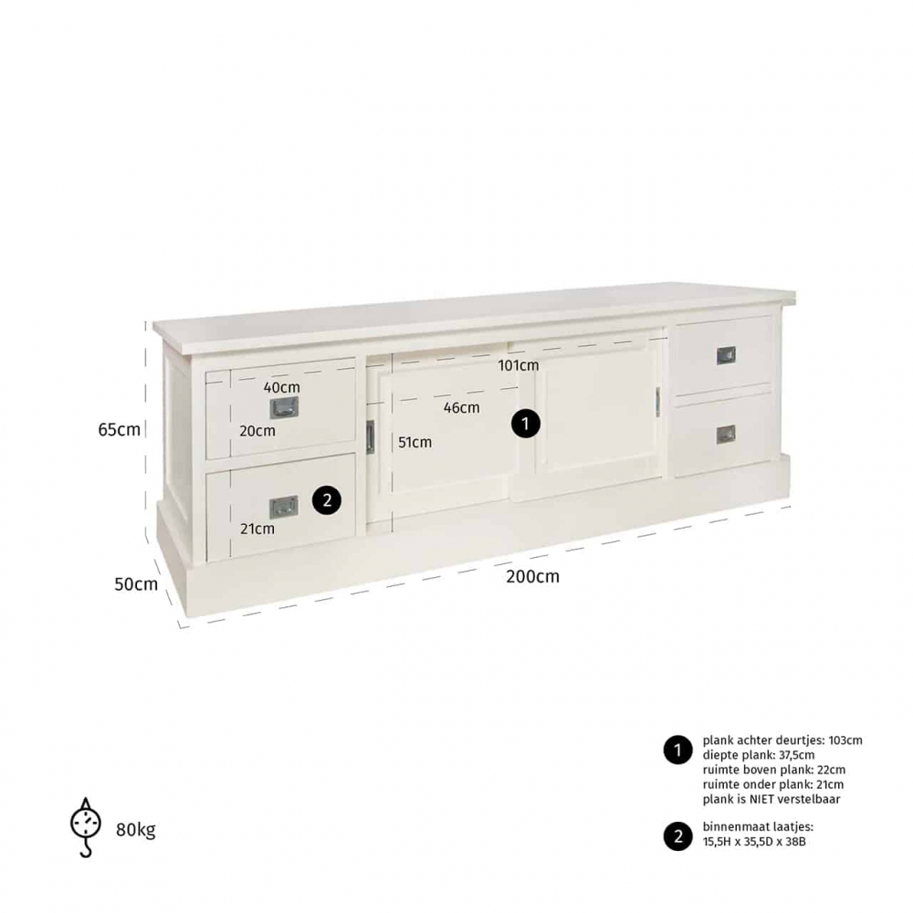TV sideboard 2 Tobisliding-doors 4 drawers