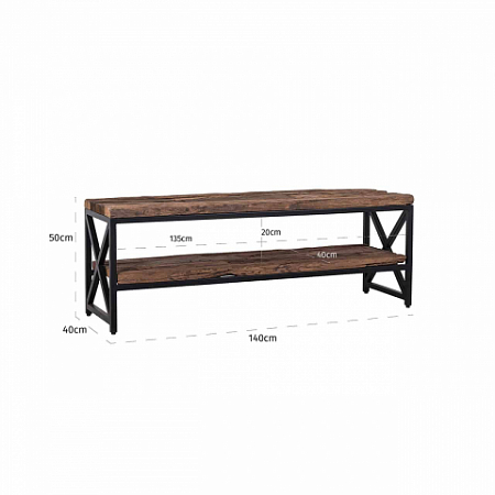 TV dresser Industrial Kensington 2 shelves