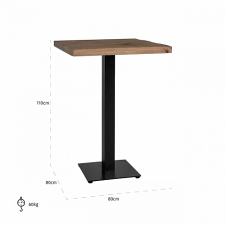 Bar table Gastronomy80x80, single leg square