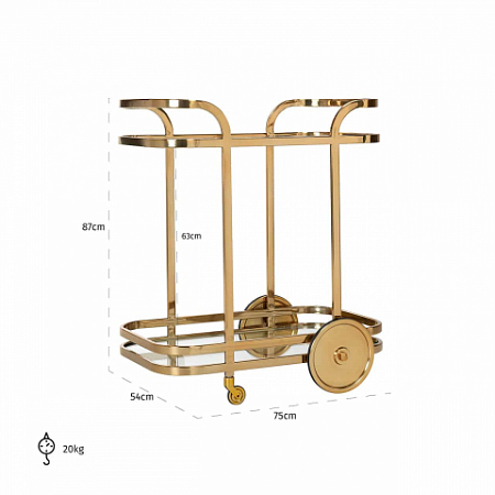 Trolley X.O. gold with glass (Gold)