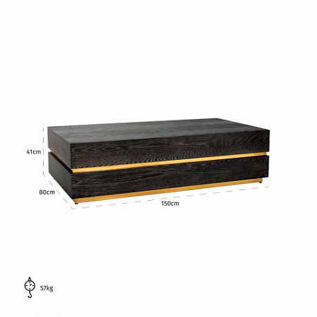 Coffee table Blackbone gold 150x80 (Block) (Gold)